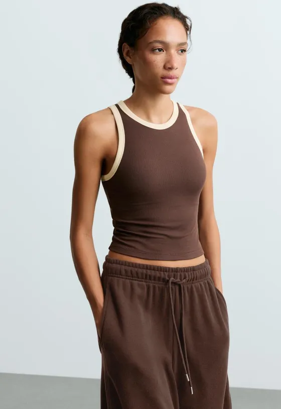 Удлиненный tank top rib из смеси модала