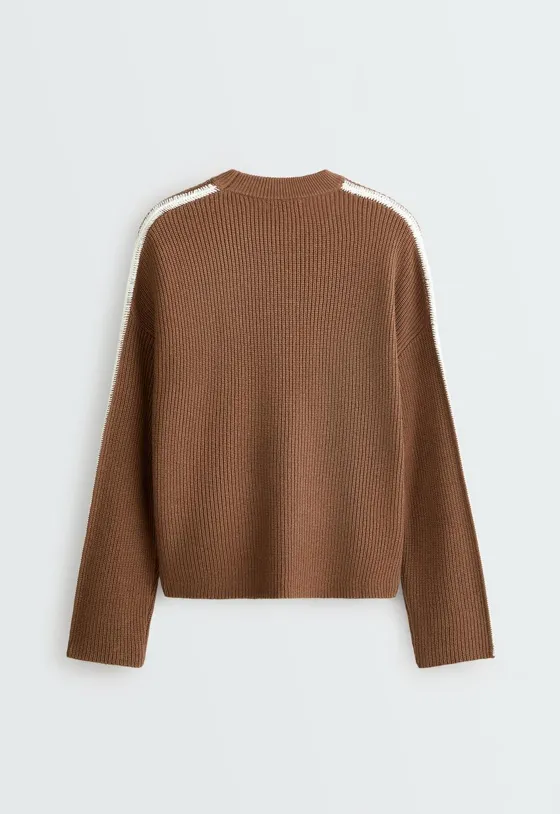 Вязаный свитер, 20% шерсти, piping