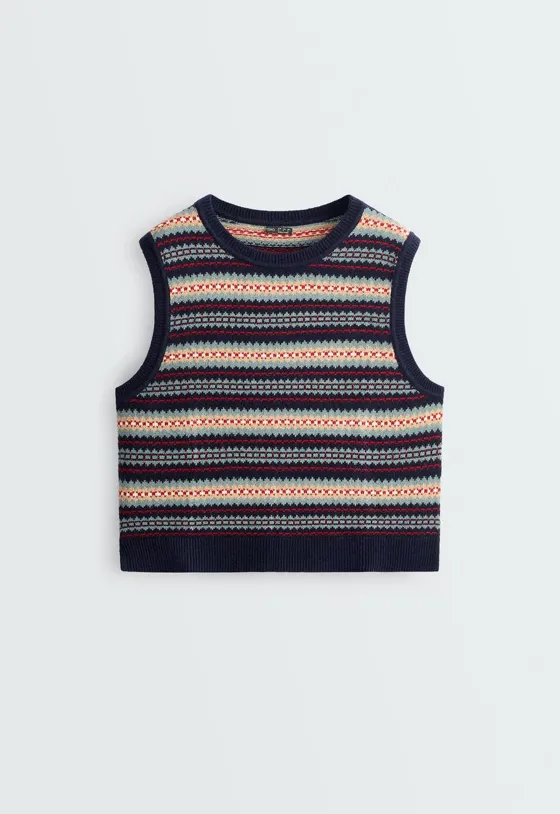 Вязаный жилет — jacquard, хлопок и 10% шерсть