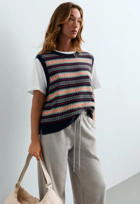 Вязаный жилет — jacquard, хлопок и 10% шерсть