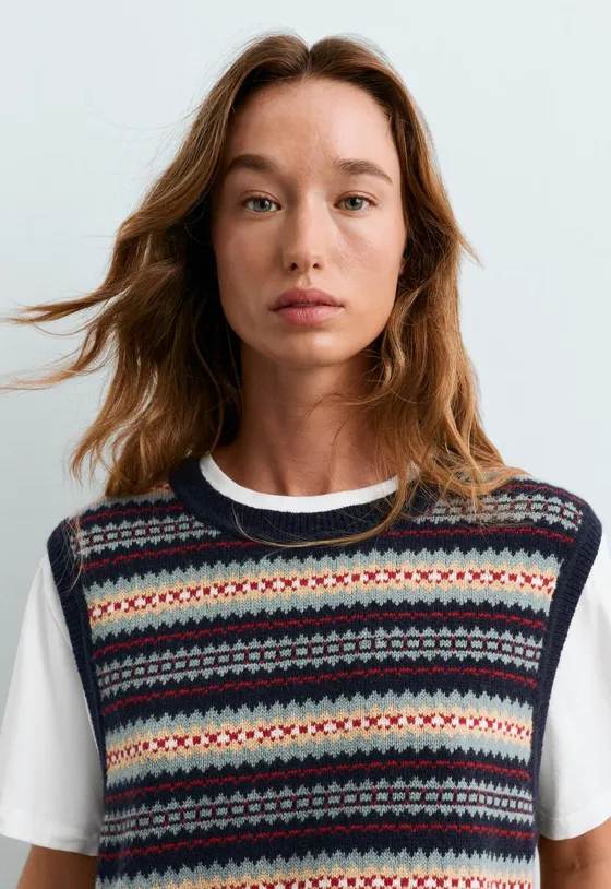 Вязаный жилет — jacquard, хлопок и 10% шерсть