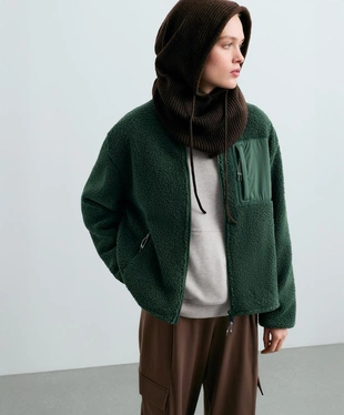 Куртка из искусственной овчины с карманом- Заказать в России