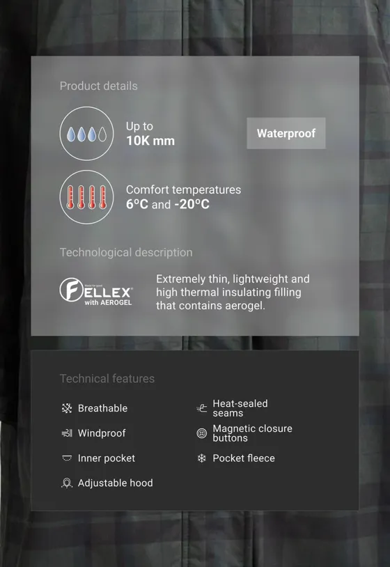 Длинная стеганая куртка fellex® с aerogel в клетку