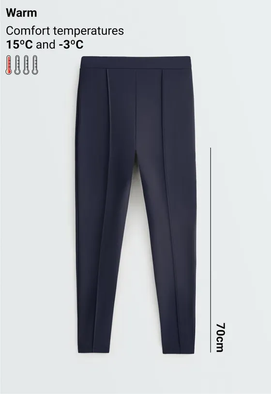 Legging até ao tornozelo  warm 70 cm nervura