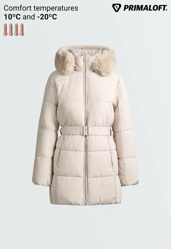 Водоотталкивающая утепленная куртка миди primaloft®