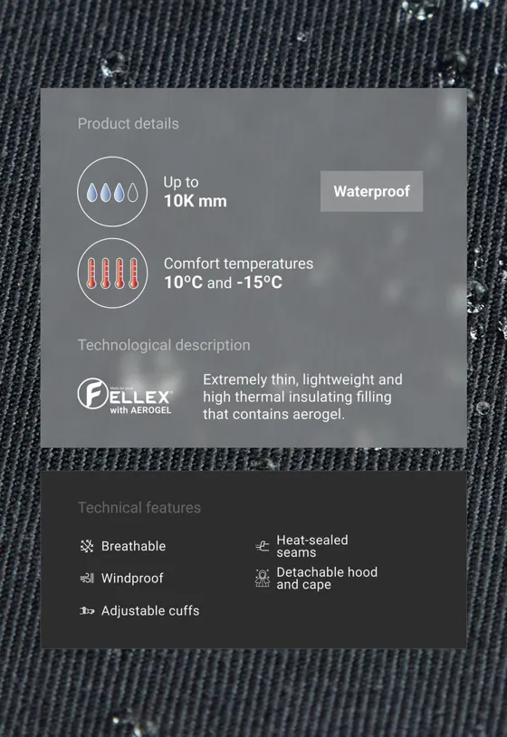Водонепроницаемая стеганая куртка 10k fellex® с прослойкой AEROGEL