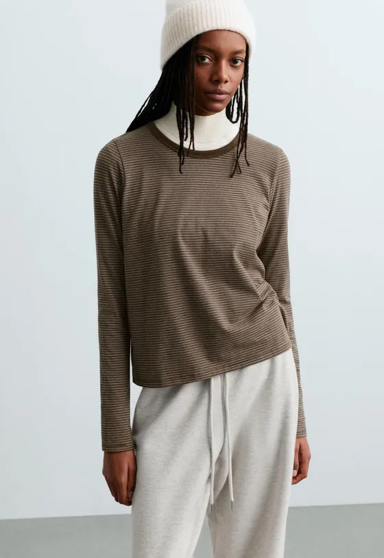 Регулярная футболка в полоску с длинным рукавом из хлопковой смеси