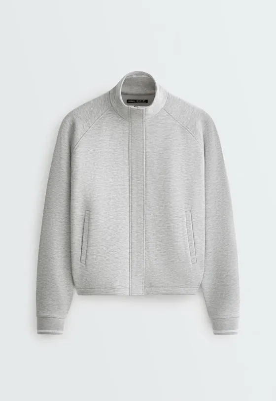 Куртка с высоким воротником из ткани пике brushed