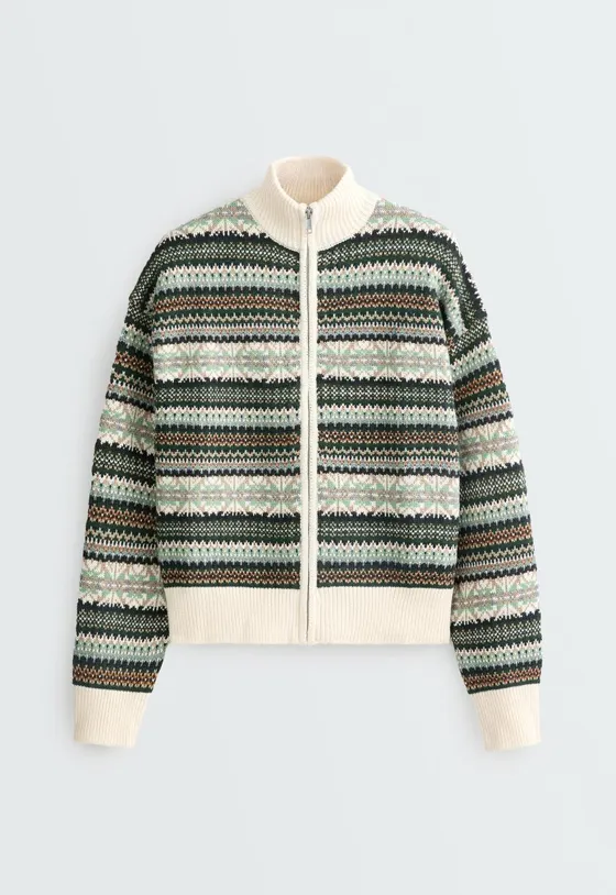 Куртка вязаный с высоким воротником jacquard
