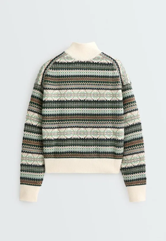 Куртка вязаный с высоким воротником jacquard