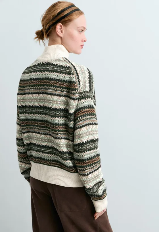 Куртка вязаный с высоким воротником jacquard