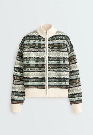 Купить OYSHO Куртка вязаный с высоким воротником JACQUARD