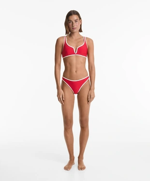 Топ бикини с вырезом халтер и окантовкой- Заказать в России