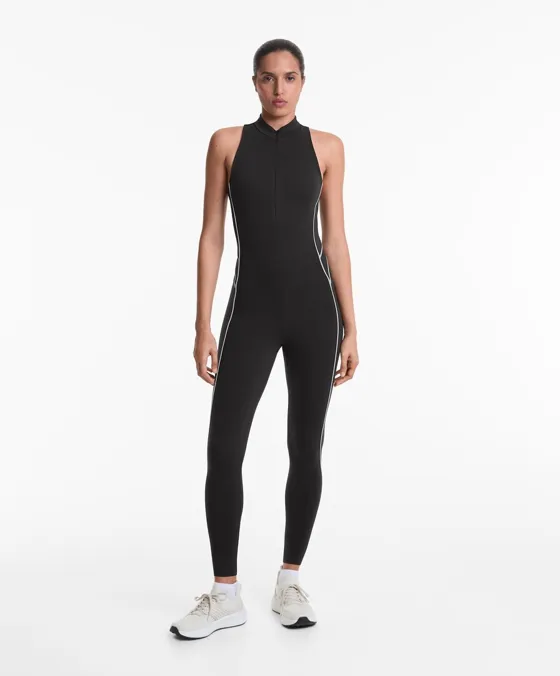Длинный компрессионный комбинезон Compressive из светоотражающей ткани