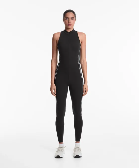 Длинный компрессионный комбинезон Compressive из светоотражающей ткани