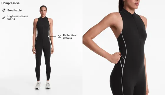 Длинный компрессионный комбинезон Compressive из светоотражающей ткани