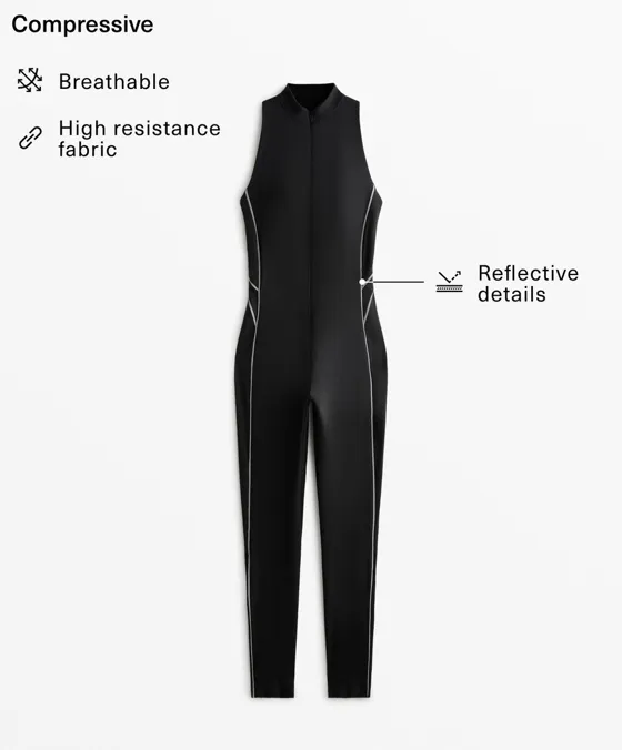 Длинный компрессионный комбинезон Compressive из светоотражающей ткани