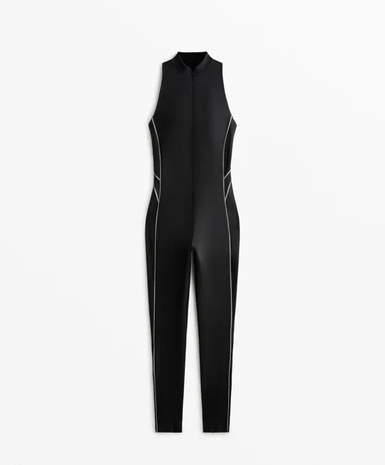 Длинный компрессионный комбинезон Compressive из светоотражающей ткани
