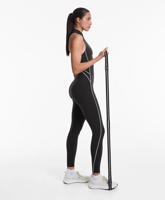Длинный компрессионный комбинезон Compressive из светоотражающей ткани
