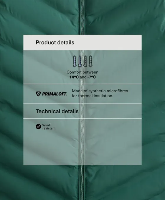 Высокотехнологичный и водоотталкивающий стеганый жилет Primaloft®