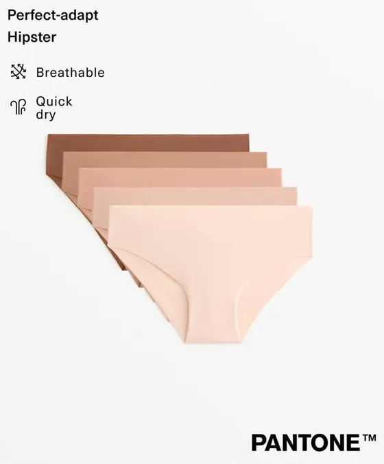 Pack de 5 cuecas hipster invisíveis em mistura de poliamida PANTONE™