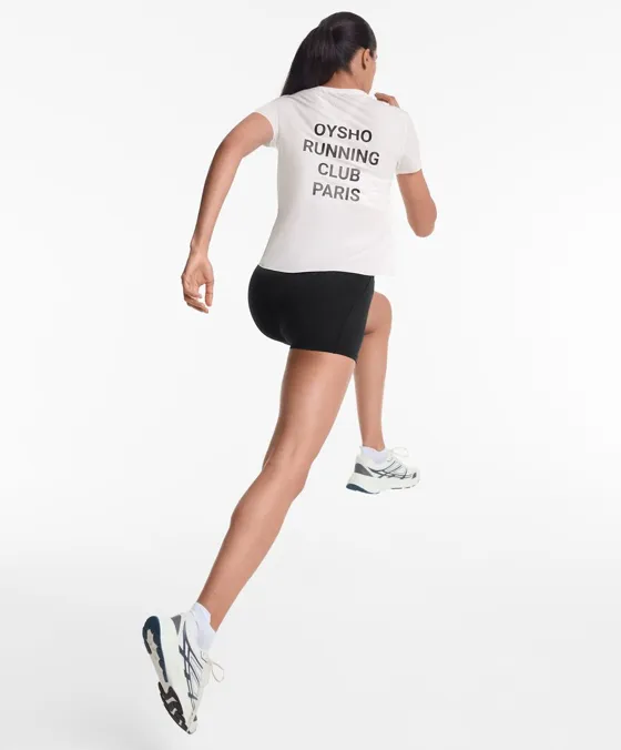 T-shirt justa técnica de manga curta Running Club Paris