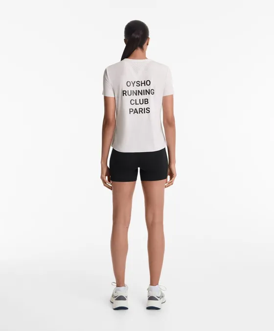 T-shirt justa técnica de manga curta Running Club Paris