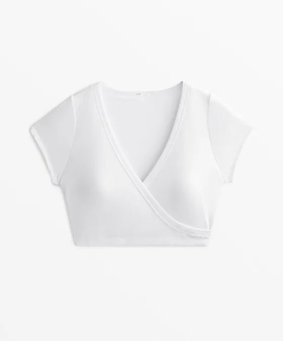 Tank top cruzado rib em mistura de modal