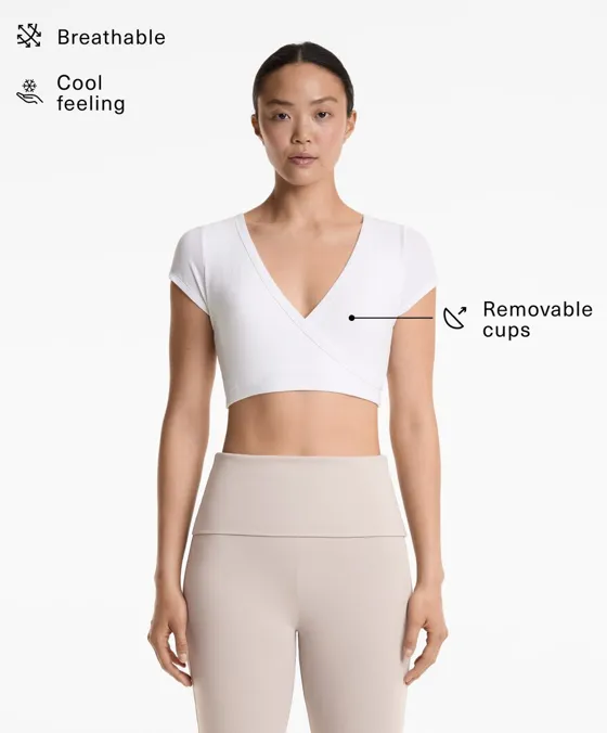 Tank top cruzado rib em mistura de modal