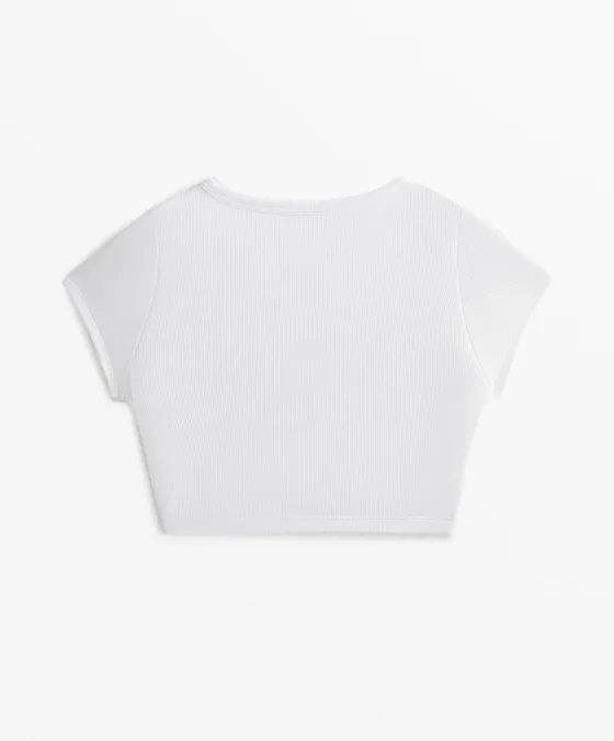 Tank top cruzado rib em mistura de modal
