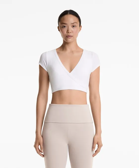 Tank top cruzado rib em mistura de modal