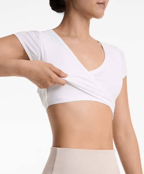 Tank top cruzado rib em mistura de modal