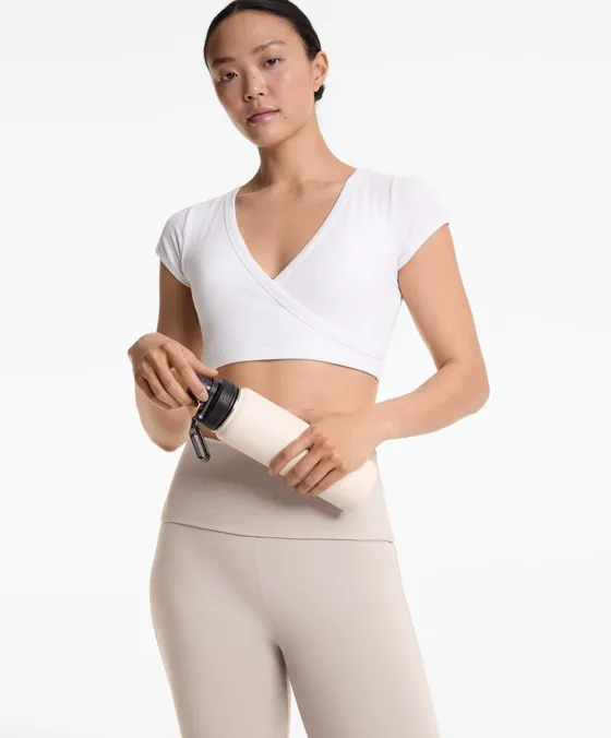Tank top cruzado rib em mistura de modal