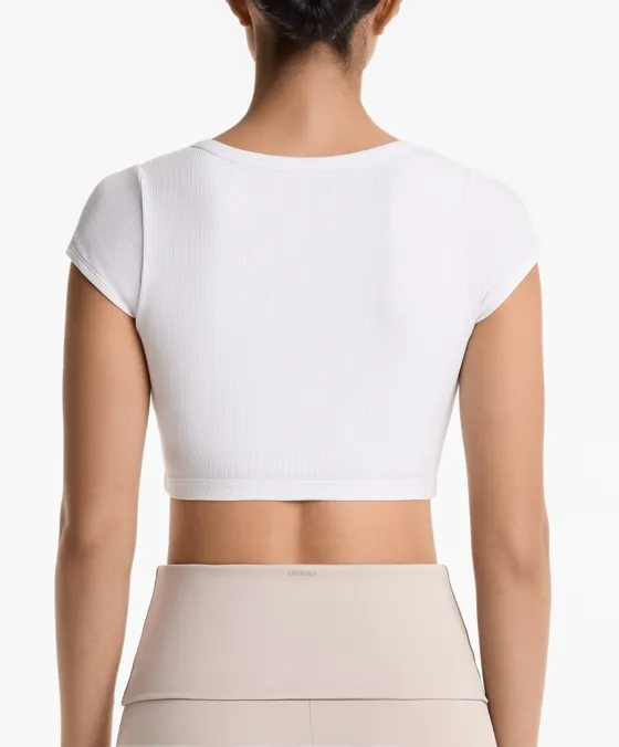 Tank top cruzado rib em mistura de modal