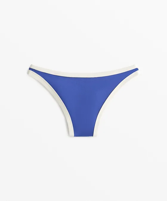 Cueca de biquíni média com debruns contrastantes