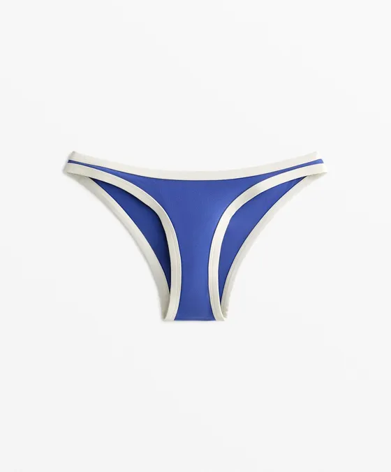 Cueca de biquíni média com debruns contrastantes