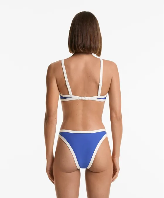 Cueca de biquíni média com debruns contrastantes