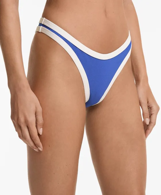 Cueca de biquíni média com debruns contrastantes