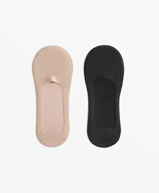 Pack de 2 pares de meias invisíveis em mistura de algodão medium cut
