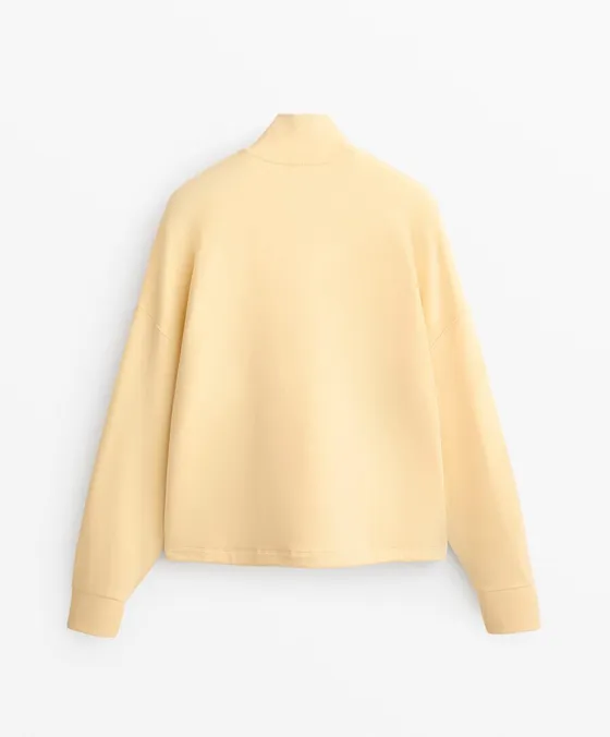 Sweatshirt com algodão e modal e fecho de correr