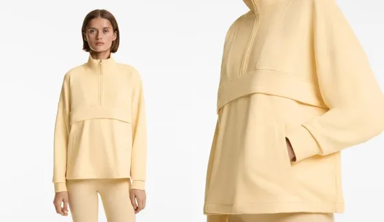 Sweatshirt com algodão e modal e fecho de correr