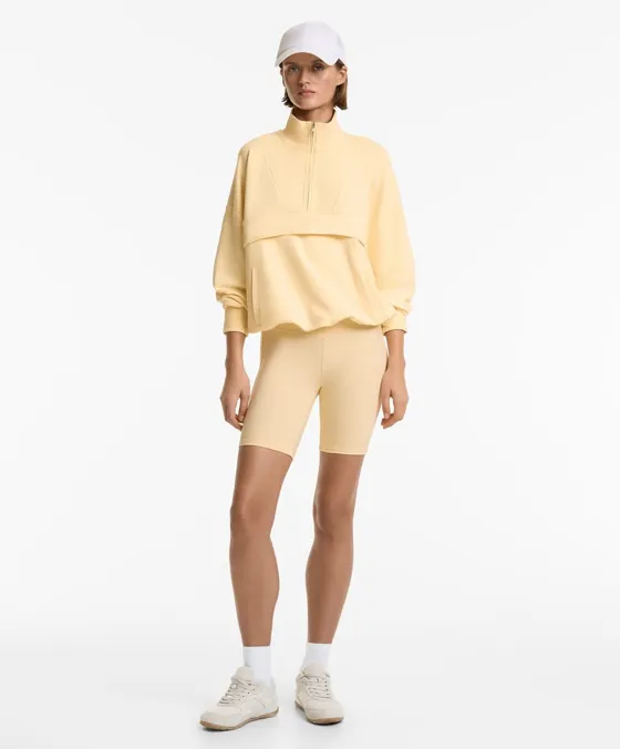 Sweatshirt com algodão e modal e fecho de correr
