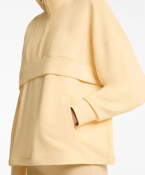Sweatshirt com algodão e modal e fecho de correr