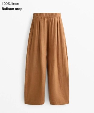 Короткие брюки-бананы из 100%-го льна- Заказать в России