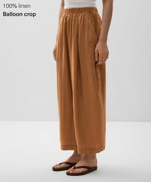 Короткие брюки-бананы из 100%-го льна- Заказать в России