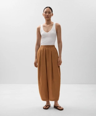 Короткие брюки-бананы из 100%-го льна- Заказать в России