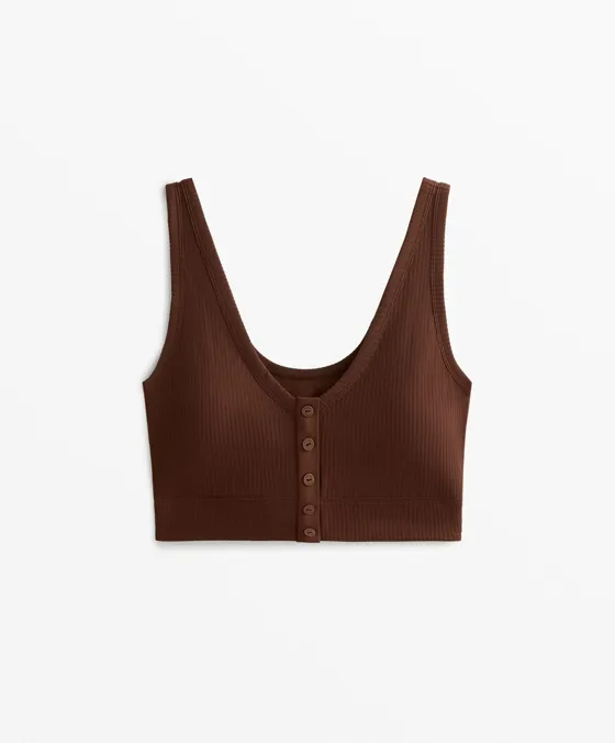 Топ Comfortlux с вырезом хенли и открытой спинкой, ткань в рубчик