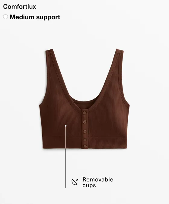 Топ Comfortlux с вырезом хенли и открытой спинкой, ткань в рубчик