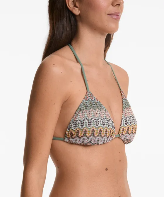 Топ бикини с треугольными чашками из кружева кроше