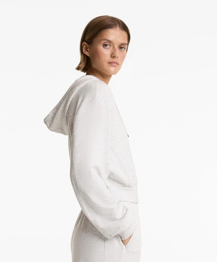 Короткая куртка с капюшоном из ткани с хлопком и модалом в рубчик- Заказать в России